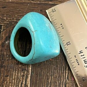 Turquoise Stone Ring CHUNK 1” squarish,   sz 8.5
